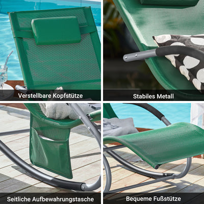 SoBuy Sonnenliege schaukel Liegestuhl für Gärten, Höfe 63x87x150cm Dunkelgrün OGS28-WD