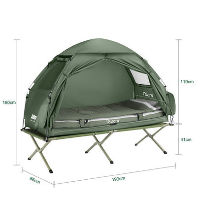 zelt in fortnite SoBuy Feldbett mit Zelt 7in1 Wurfzelt mit Luftpumpe, Rolltasche, Schlafsack, Wasserdichtes Campingbett Outdoor Campingliege Familienzelt Camping Tent Grün 193 x 160 x 86cm bis 114 kg OGS32-GR – SoBuy.de