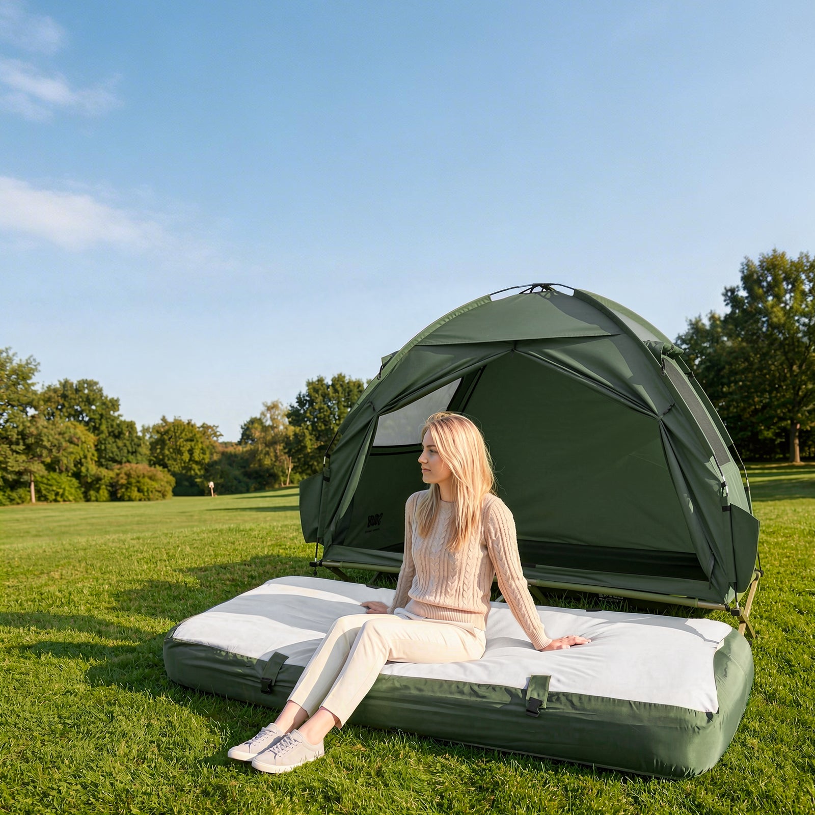 SoBuy | Feldbett 1 Person Grün 191x22x76cm für Campingzelt Outdoor | OGS32-II-GR-P01
