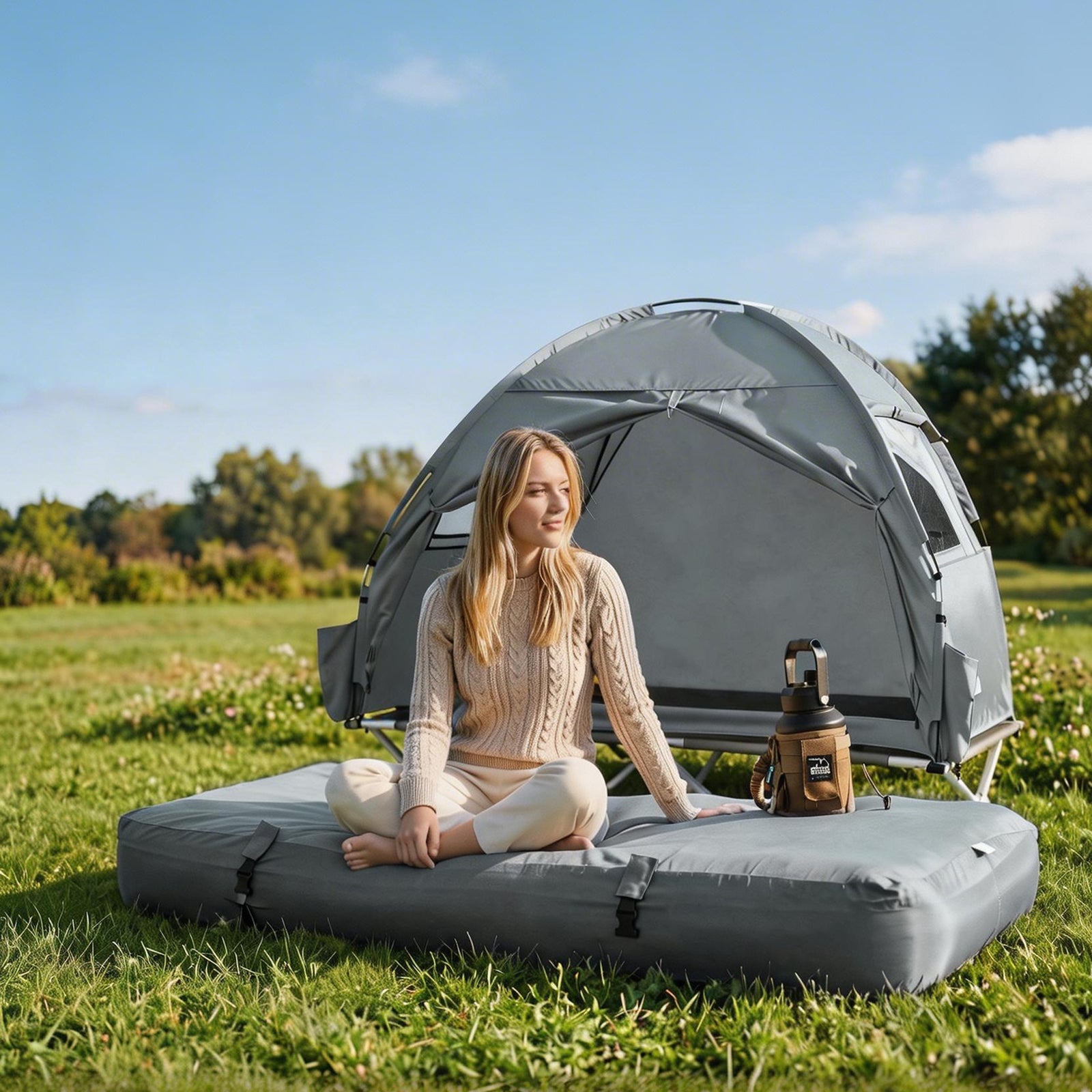SoBuy | Feldbett 1 Person 191x22x76cm für Campingzelt Outdoor | Grau OGS32-II-HG-P01