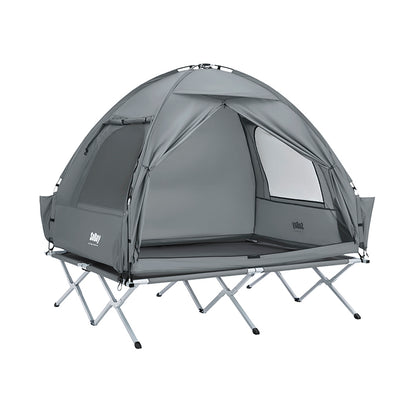 SoBuy | 3in1-Zelt Campingzelt Outdoor Feldbett 2 Person Grau 193x188x145cm | OGS32-II-L-HG