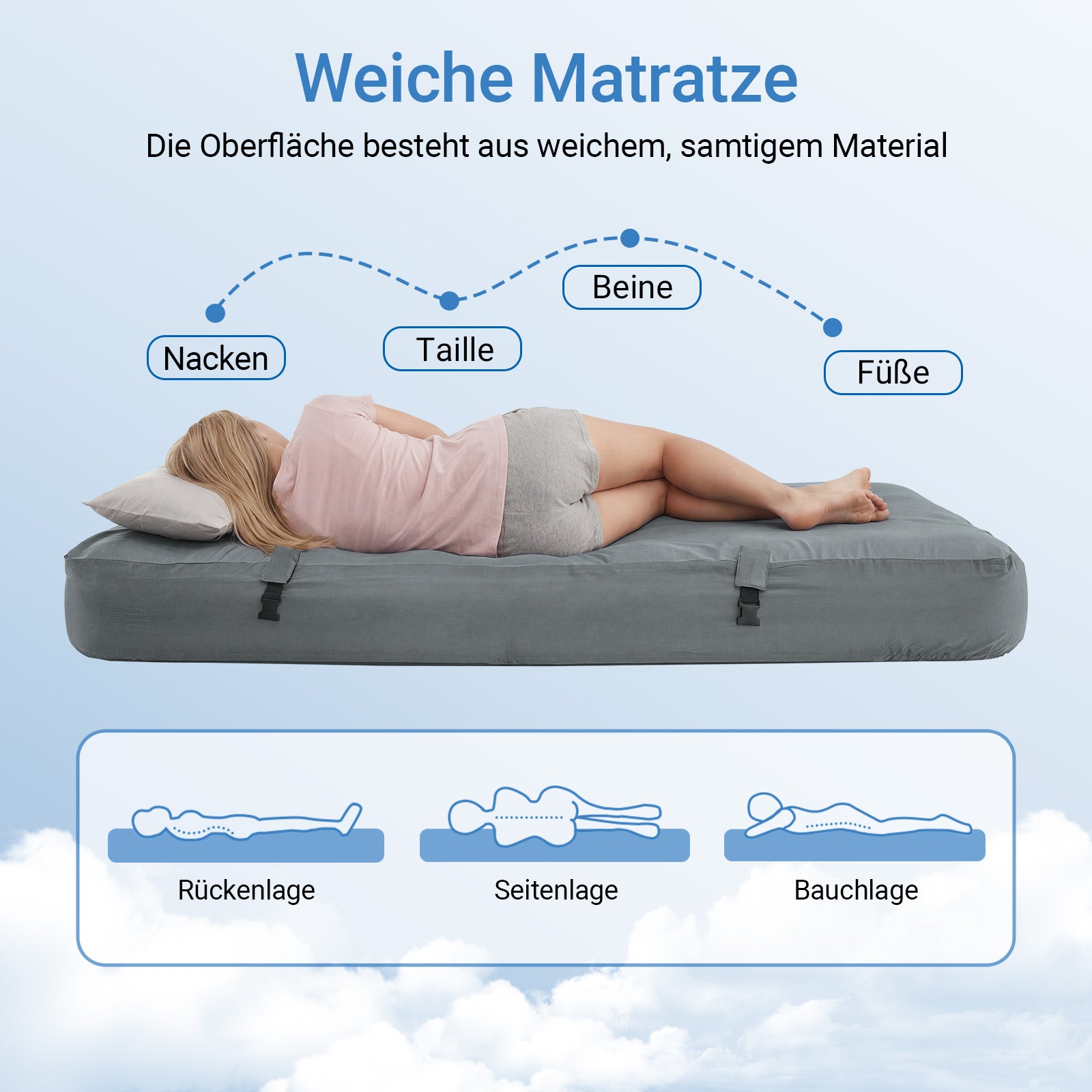 SoBuy | Feldbett 1 Person 191x22x76cm für Campingzelt Outdoor | Grau OGS32-II-HG-P01