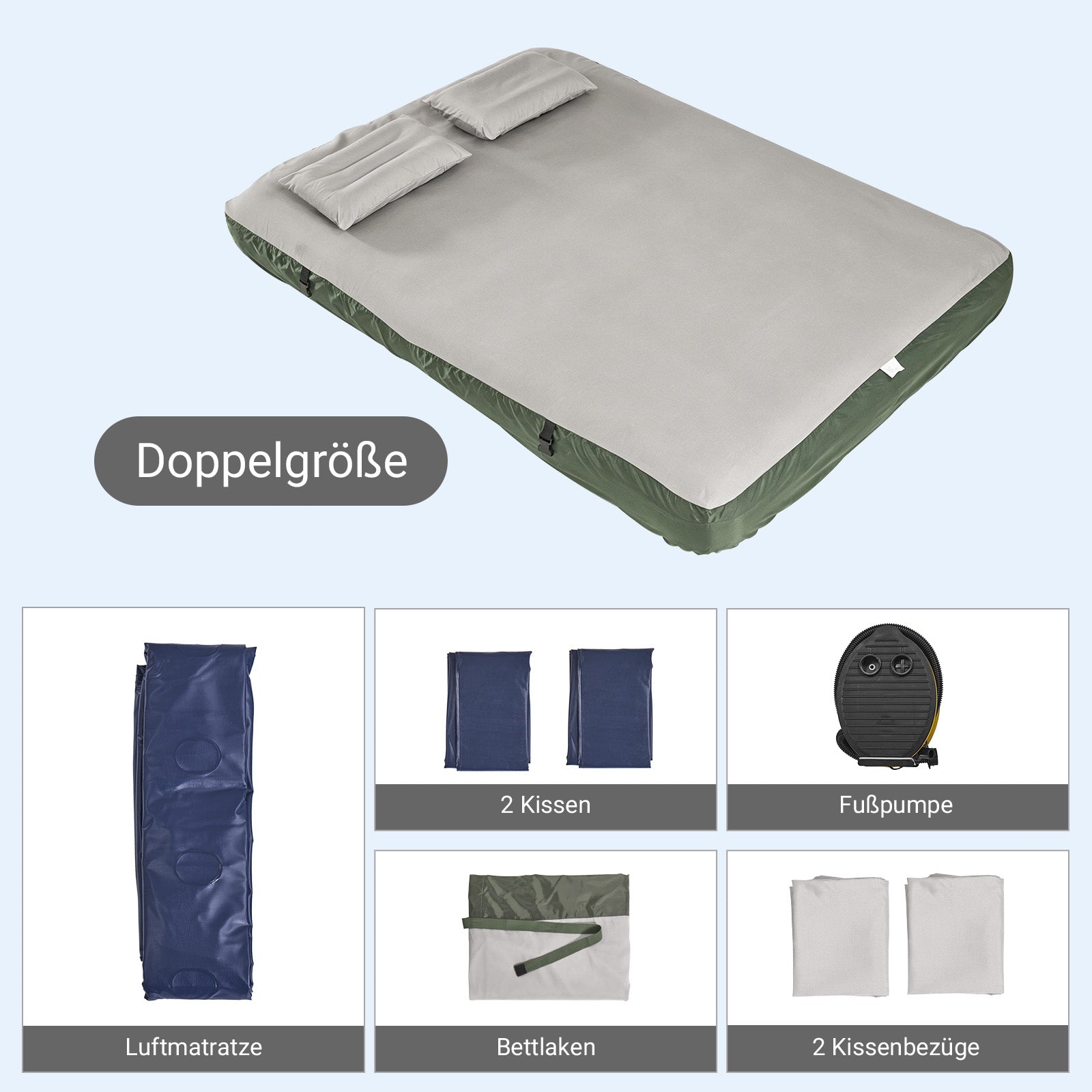 SoBuy | Feldbett 2 Person Grün 191x22x137 cm für Campingzelt Outdoor | OGS32-II-L-GR-P01