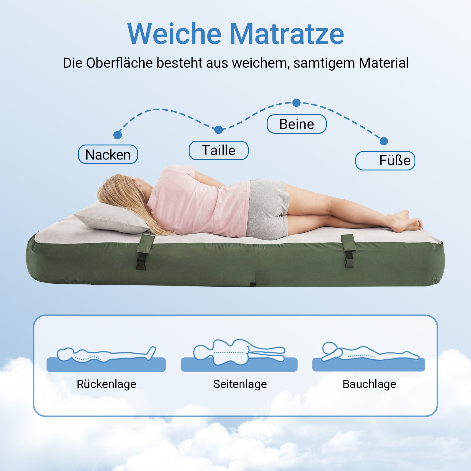 SoBuy | Feldbett 2 Person Grün 191x22x137 cm für Campingzelt Outdoor | OGS32-II-L-GR-P01