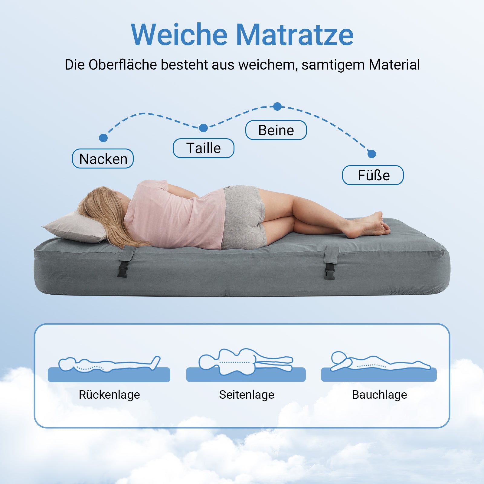 SoBuy | Feldbett 2 Person 191x22x137 cm für Campingzelt Outdoor | Grau OGS32-II-L-HG-P01