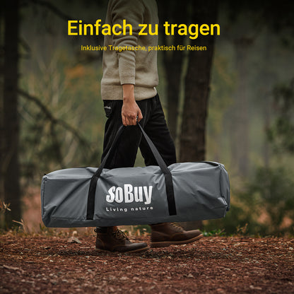 SoBuy | 3in1-Zelt Campingzelt Outdoor Feldbett 2 Person Grau 193x188x145cm | OGS32-II-L-HG