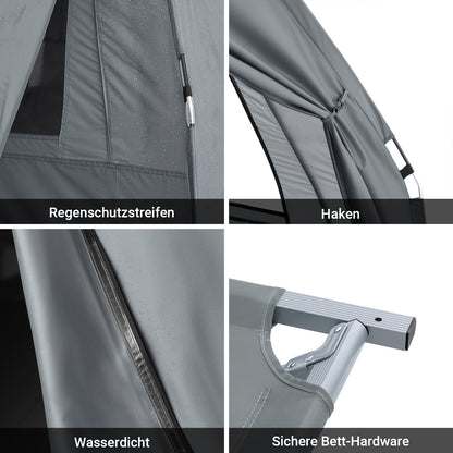 SoBuy | 3in1-Zelt Campingzelt Outdoor Feldbett 2 Person Grau 193x188x145cm | OGS32-II-L-HG