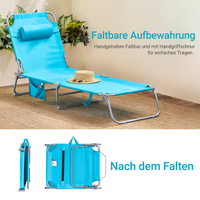 SoBuy | Gartenliege | Sonnenliege klappbar | Liegestuhl für Gärten, Höfe, Strände | Blau | OGS35-B