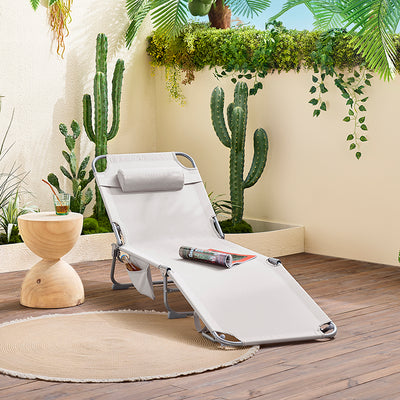 SoBuy | Gartenliege | Sonnenliege klappbar | Beige | OGS35-MI