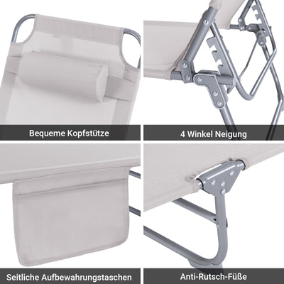 SoBuy | Gartenliege | Sonnenliege klappbar | Beige | OGS35-MI