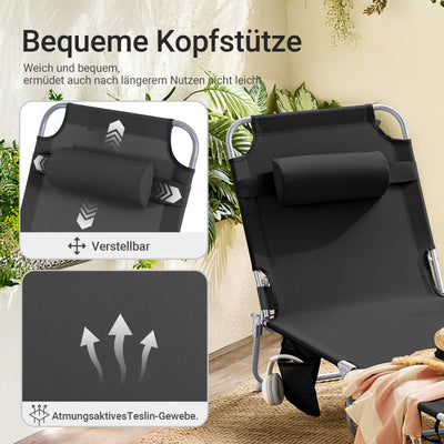 SoBuy | 2-er Set Gartenliege | Sonnenliege klappbar | Schwarz | OGS35-SCHx2
