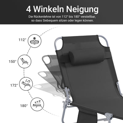 SoBuy | 2-er Set Gartenliege | Sonnenliege klappbar | Schwarz | OGS35-SCHx2