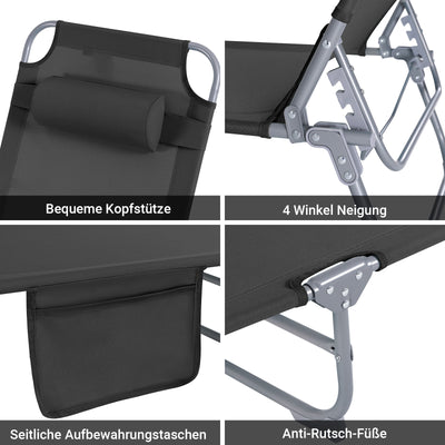 SoBuy | 2-er Set Gartenliege | Sonnenliege klappbar | Schwarz | OGS35-SCHx2