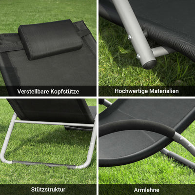 SoBuy Sonnenliege Gartenliege Relaxstuhl für Gärten, Höfe 55x67x165cm Schwarz OGS38-SCH