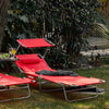 SoBuy | Sonnenliege mit Sonnendach | Gartenliege | Strandliege klappbar | Rot | OGS48-R