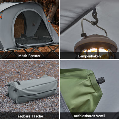 wxh zelt-feldbett SoBuy 4in1-Zelt Campingzelt Feldbett 2 Personen Outdoor Grau 194x157x1 – SoBuy.de