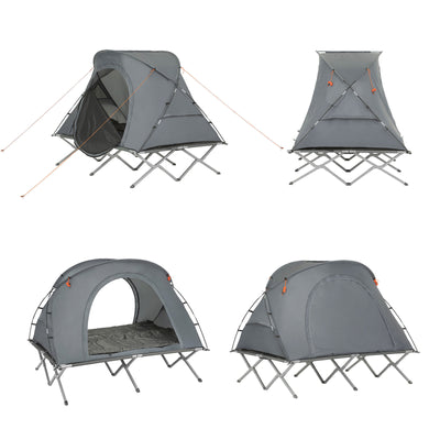 4 personen feldbett mit zelt SoBuy 4in1-Zelt Campingzelt Feldbett 2 Personen Outdoor Grau 194x157x1 – SoBuy.de
