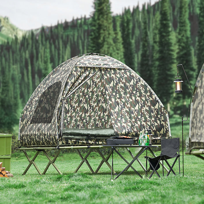 SoBuy | faltbar 4in1-Zelt | Camping Set | Feldbett mit Zelt Schlafsack | 2 Person | Tarnfarbe | OGS32-L-TN