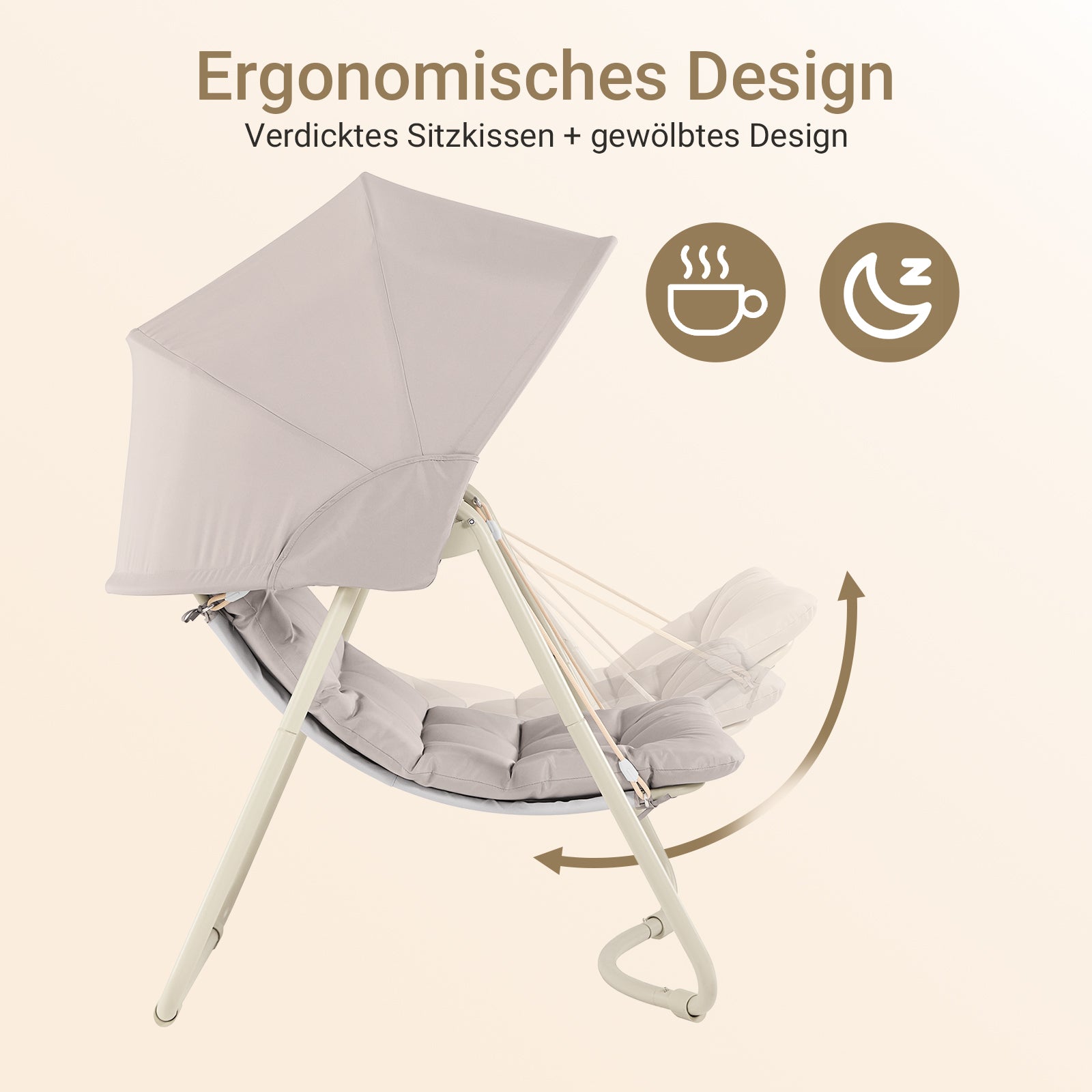 SoBuy Outdoor Hängesessel mit Sonnendach | Hängestuhl für Garten & Balkon Beige OGS62-MI