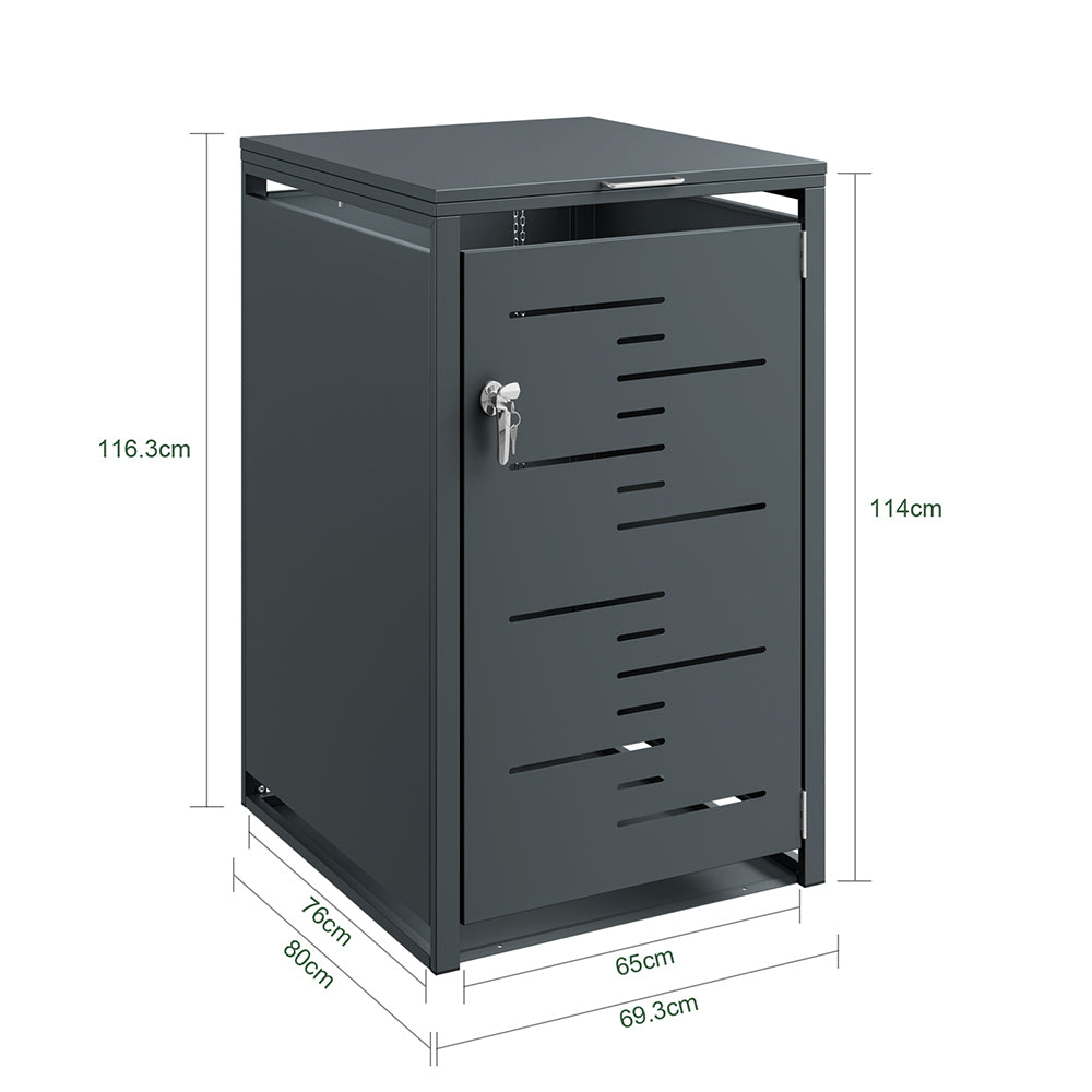 SoBuy | Mülltonnenboxen | Mülltonnenbox 240l 1er abschließbar | Dark Gray | 69×80×116 cm | OGS63-DG
