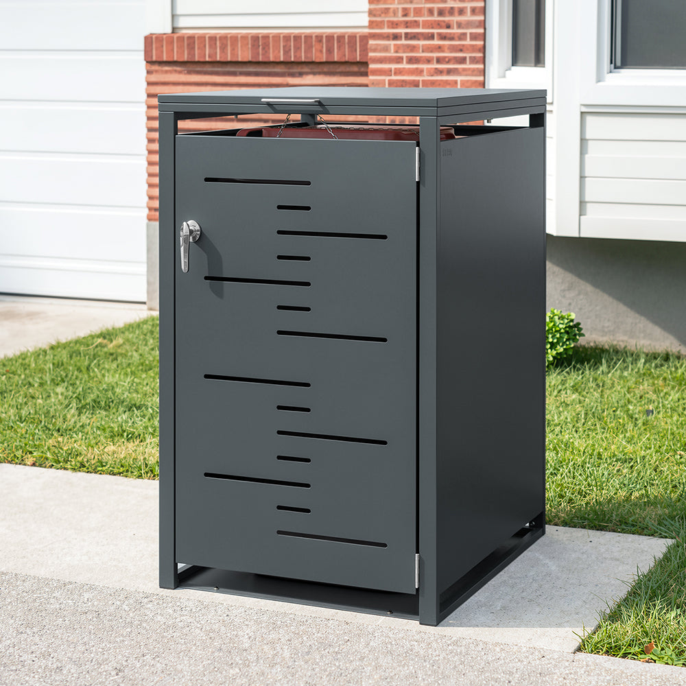 SoBuy | Mülltonnenboxen | Mülltonnenbox 240l 1er abschließbar | Dark Gray | 69×80×116 cm | OGS63-DG