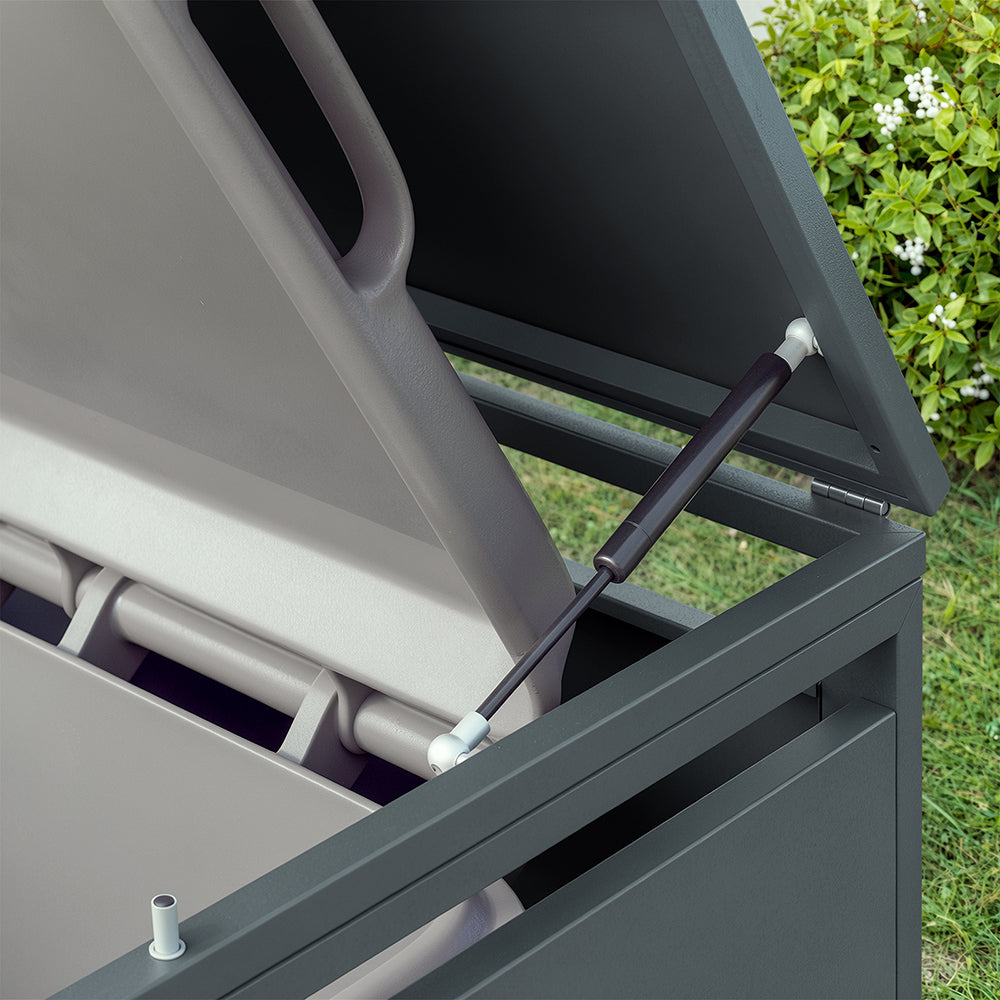 SoBuy | Mülltonnenboxen | Mülltonnenbox 2er 240l abschließbar | Dark Gray | 134×80×116 cm | OGS64-N