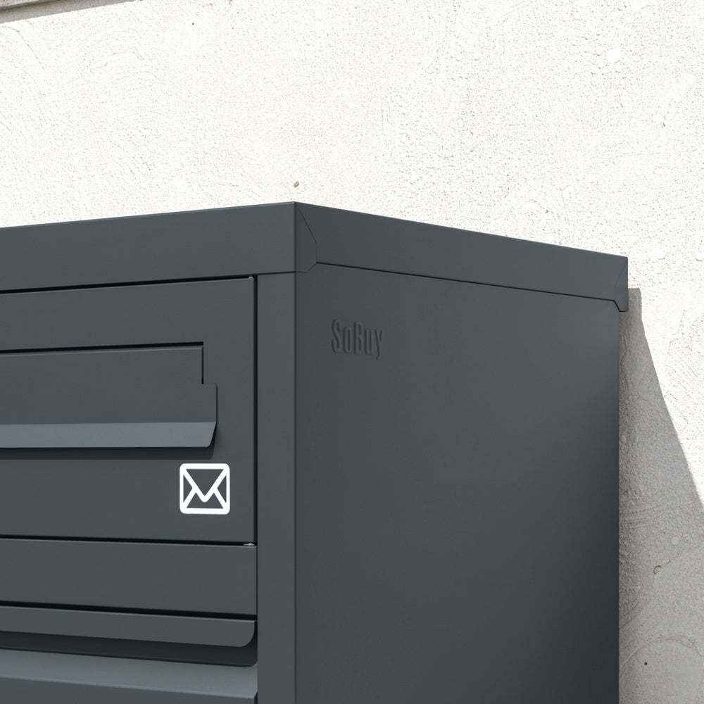 SoBuy Paketbox mit Briefkasten Paketbox XXL in Anthrazit mit Briefkasten Dunkelgrau OGS66-DG