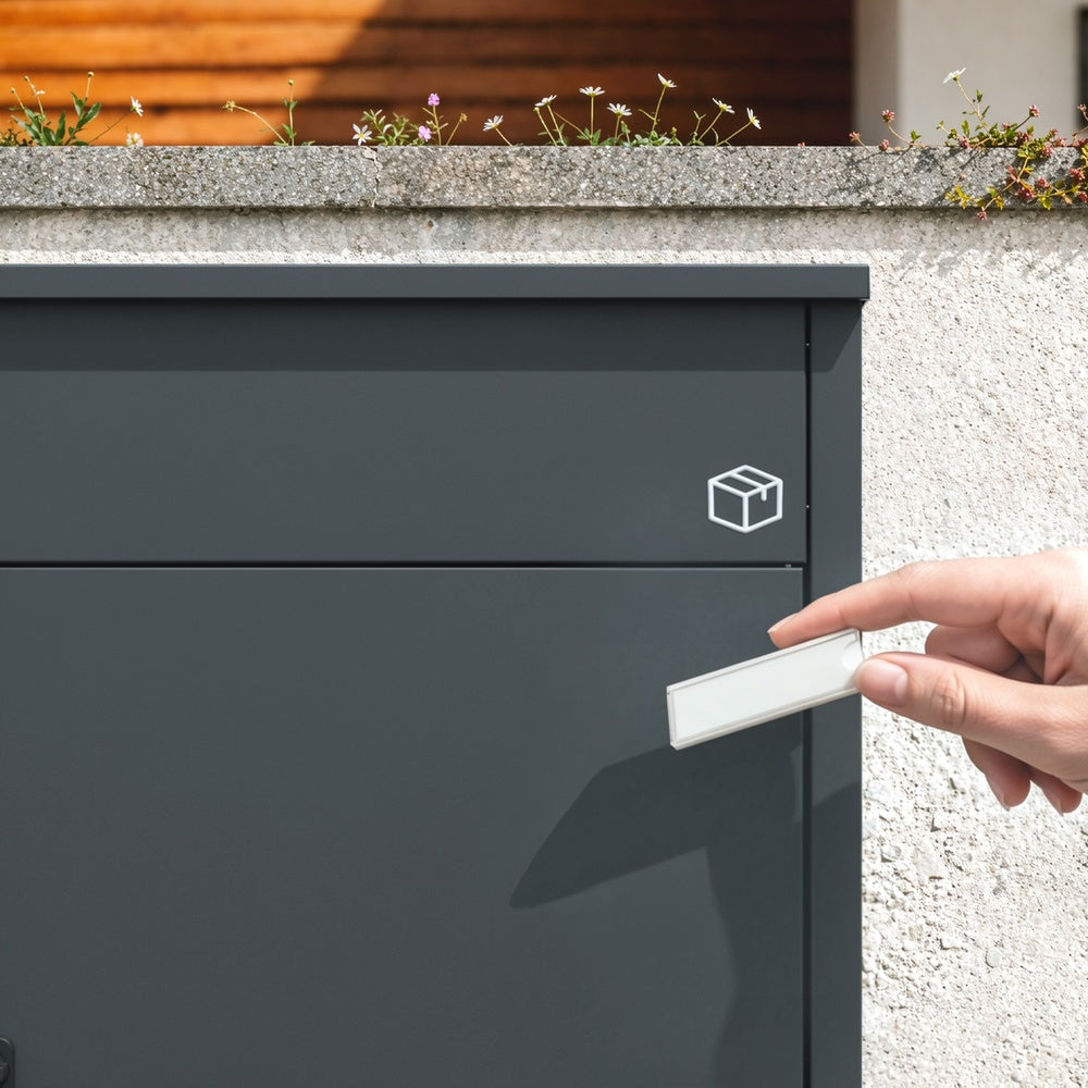 SoBuy Paketbox mit Briefkasten Paketbox XXL in Anthrazit mit Briefkasten Dunkelgrau OGS66-DG