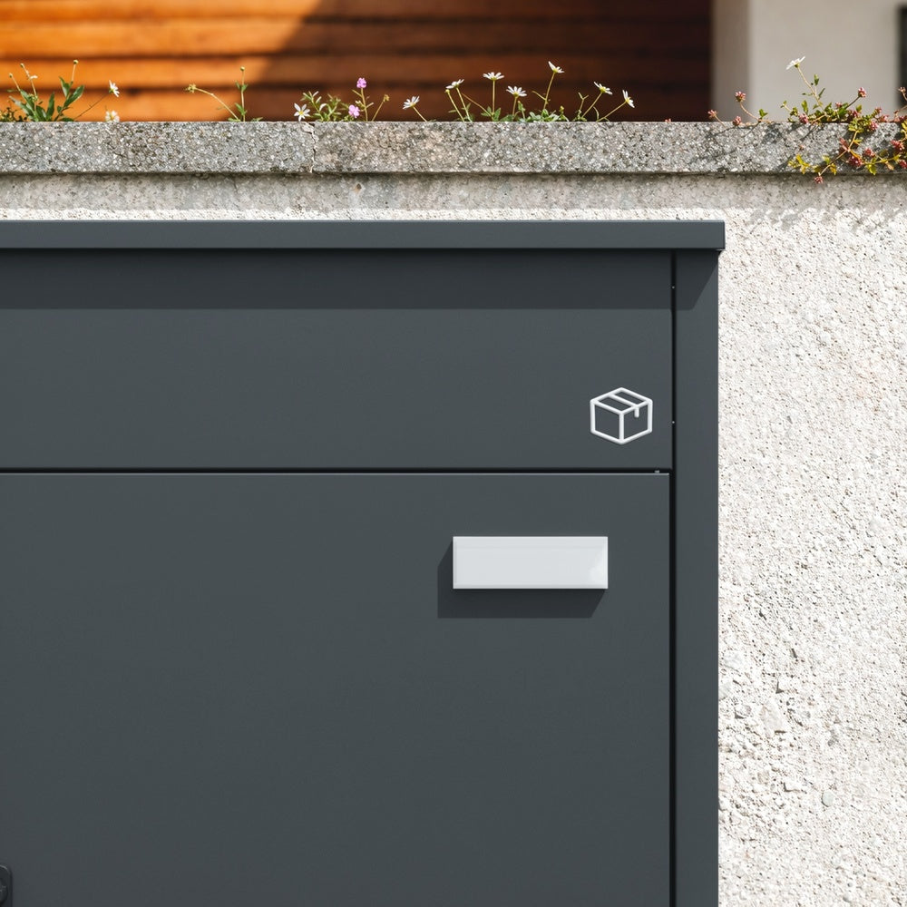 SoBuy Paketbox mit Briefkasten Paketbox XXL in Anthrazit mit Briefkasten Dunkelgrau OGS66-DG