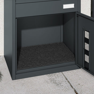 SoBuy Paketbox mit Briefkasten Paketbox XXL Anthrazit mit Briefkasten Dunkelgrau OGS68-DG