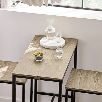 SoBuy Bartisch Set mit 2 Stühlen Platzsparendes Küchentisch-Set für 2 Personen, Hoher Esstisch mit Stühlen Essgruppe Bistrotisch Gartentisch für kleine Küche, Balkon oder Wohnzimmer möbel OGT03-N –