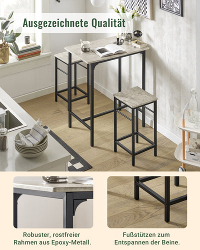SoBuy | Bartisch mit 2 Hockern | Bartisch set | 3-teilig | OGT10-HG