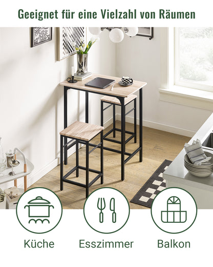 SoBuy | Bartisch mit 2 Hockern | Bartisch set | 3-teilig | OGT10-N