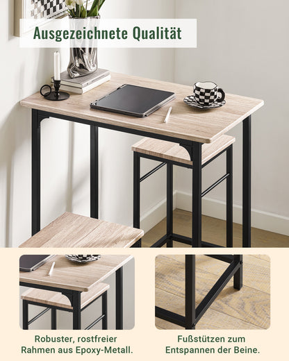 SoBuy | Bartisch mit 2 Hockern | Bartisch set | 3-teilig | OGT10-N