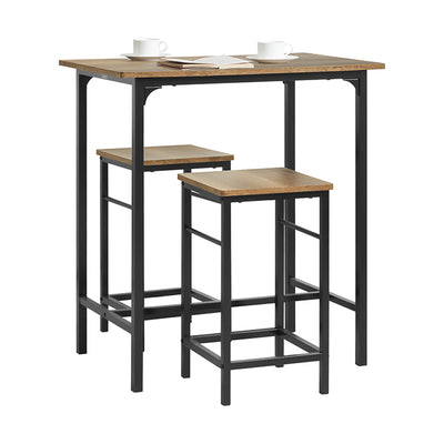 SoBuy | Bartisch mit 2 Hockern | Bartisch set | 3-teilig Bistrotisch | Vintage | OGT10-PF
