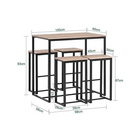 Sobuy | Bart stůl se 4 stoličkami | Bartisch set | Stojící stůl | 5 dílů | OGT15-N