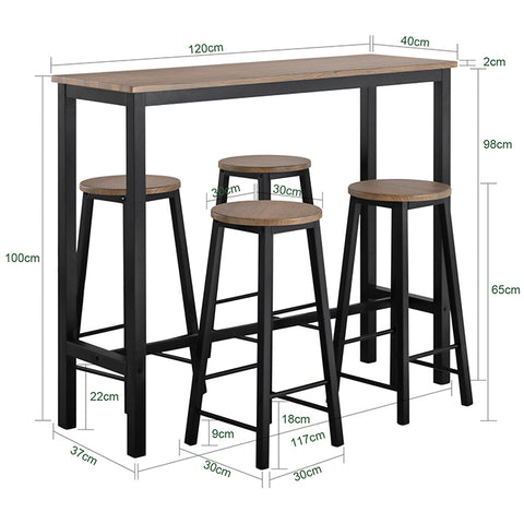 SoBuy | Bartisch mit 4 Stühlen | Bartisch set | Stehtisch | 5-teilig | OGT22-SCH