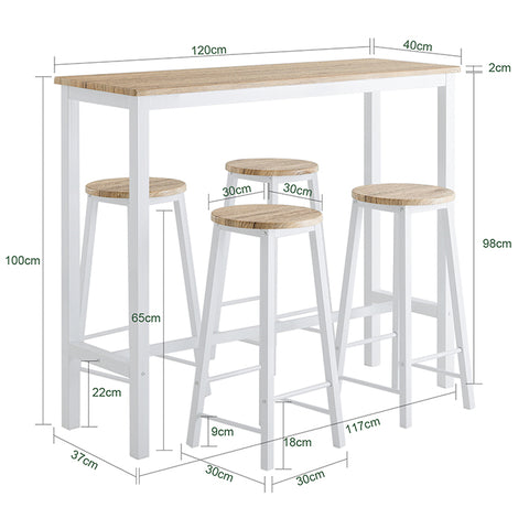 Sobuy | Bart stůl se 4 židlemi | Bartisch set | Stojící stůl | 5 dílů | OGT22-WN