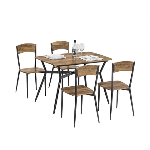 SoBuy | 5-teilig Esstisch mit 4 Stühlen | Bistrotisch | Sitzgruppe | Küchentisch | Vintgae Braun | OGT49-F