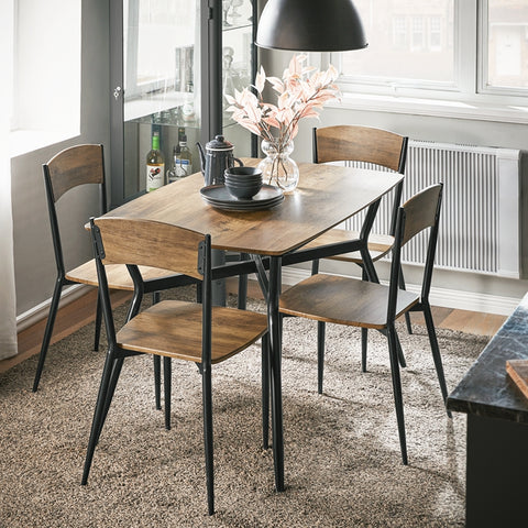 SoBuy | 5-teilig Esstisch mit 4 Stühlen | Bistrotisch | Sitzgruppe | Küchentisch | Vintgae Braun | OGT49-F