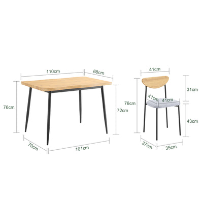 SoBuy | 5-teilig Esstisch mit 4 Stühlen | Bistrotisch | Sitzgruppe | Küchentisch | OGT52-N