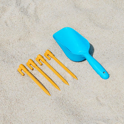 SoBuy | Lycra Strandzelt mit 4 Alu-Stangen | Sonnensegel | Strandmuschel | Hellblau | OZT02-HB