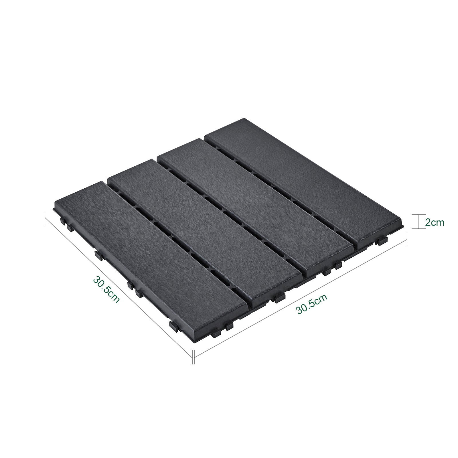 SoBuy Balkonfliesen 15 Stück Klickfliesen für Balkon & Terrasse | Wetterfest | Grau 30,5×2×30,5 cm SDA14-HG