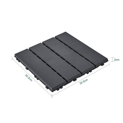SoBuy Balkonfliesen 15 Stück Klickfliesen für Balkon & Terrasse | Wetterfest | Grau 30,5×2×30,5 cm SDA14-HG
