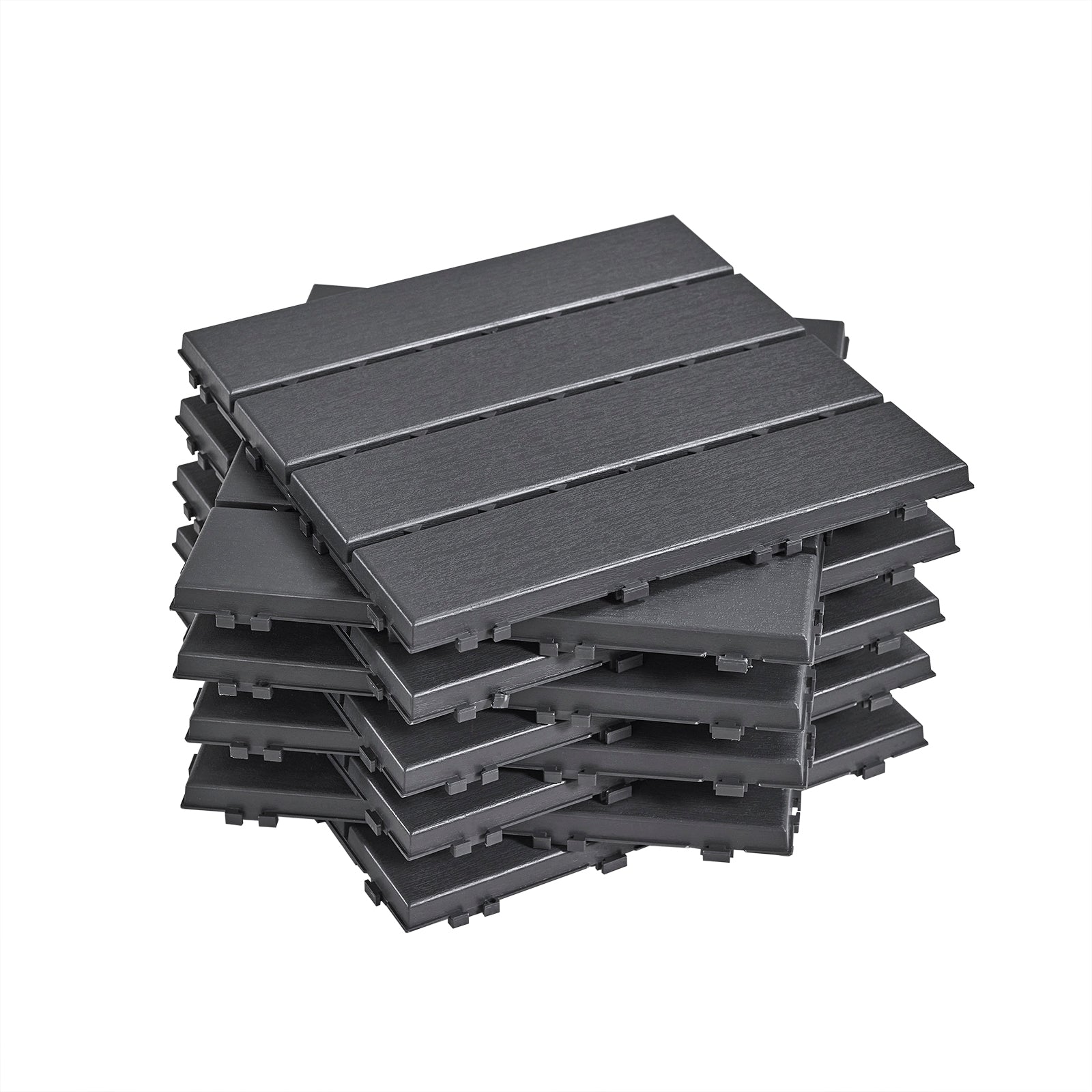 SoBuy Balkonfliesen 15 Stück Klickfliesen für Balkon & Terrasse | Wetterfest | Grau 30,5×2×30,5 cm SDA14-HG