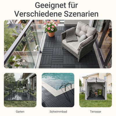 Vorverkauf | SoBuy | Balkonfliesen 35er Set aus WPC | Wetterfeste Klickfliesen für Balkon & Terrasse in Grau, 30,5 x 30,5 cm | SDA15-HG