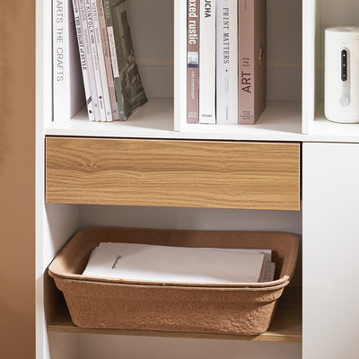 SoBuy | Bücherregal mit Schubladen | Aufbewahrungsregal | Standregal Weiß | STR11-WN