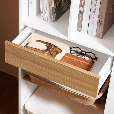 SoBuy | Bücherregal mit Schubladen | Aufbewahrungsregal | Standregal Weiß | STR11-WN