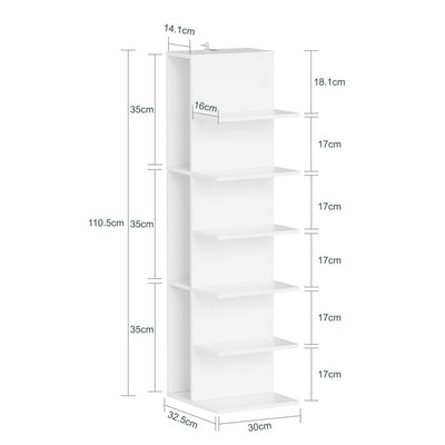 SoBuy | Regale & Bücherregale | Bücherregal Weiß Schmal | Weiß | 30×32.5×110.5 cm | STR14-W