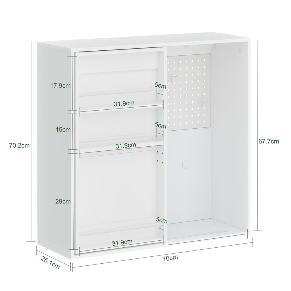 SoBuy | Wand Bücherregal | Wandschrank Weiß hängend mit offenen Fächern | Weiß | STR16-W